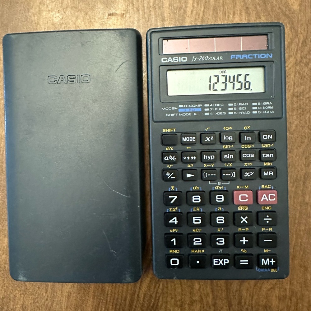 Casio fx-260 Solar Fraction Scientific Calculator With Case Cover Tested Working